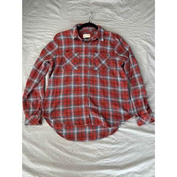 Universal Threads Womens Orange Flannel S long sleeve button up collared cotton‎ - Picture 2 of 6